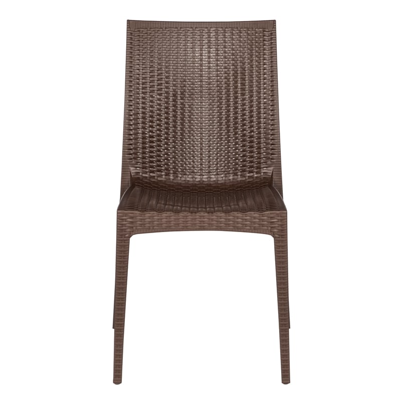 LeisureMod Modern Weave Mace Indoor Outdoor Dining Chair in Brown Set of 2