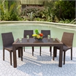 LeisureMod Modern Weave Mace Indoor Outdoor Dining Chair in Brown Set of 4