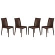LeisureMod Modern Weave Mace Indoor Outdoor Dining Chair in Brown Set of 4