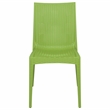 LeisureMod Modern Weave Mace Indoor Outdoor Dining Chair in Green Set of 2