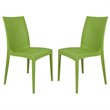 LeisureMod Modern Weave Mace Indoor Outdoor Dining Chair in Green Set of 2