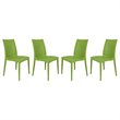 LeisureMod Modern Weave Mace Indoor Outdoor Dining Chair in Green Set of 4