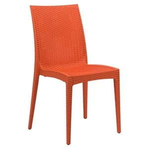 LeisureMod Modern Weave Mace Indoor Outdoor Dining Chair in Orange