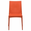 LeisureMod Modern Weave Mace Indoor Outdoor Dining Chair in Orange Set of 2
