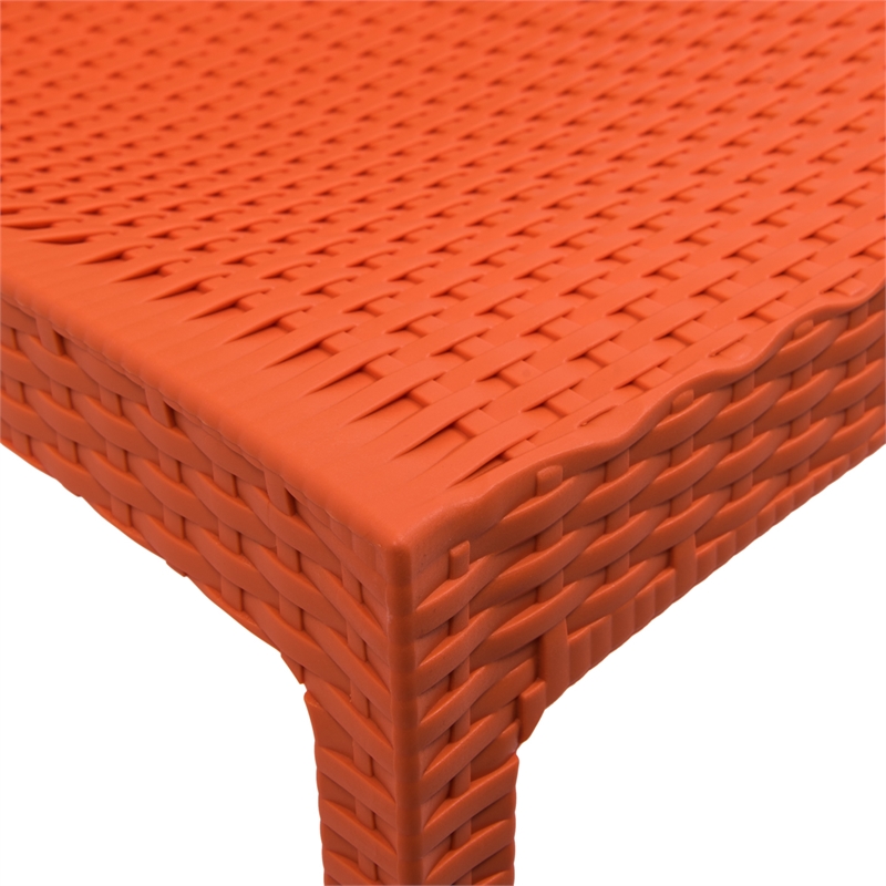 LeisureMod Modern Weave Mace Indoor Outdoor Dining Chair in Orange Set of 2