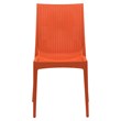 LeisureMod Modern Weave Mace Indoor Outdoor Dining Chair in Orange Set of 4