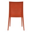 LeisureMod Modern Weave Mace Indoor Outdoor Dining Chair in Orange Set of 4