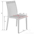 LeisureMod Modern Weave Mace Indoor Outdoor Dining Chair in Orange Set of 4