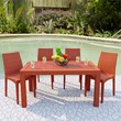 LeisureMod Modern Weave Mace Indoor Outdoor Dining Chair in Orange Set of 4