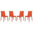 LeisureMod Modern Weave Mace Indoor Outdoor Dining Chair in Orange Set of 4