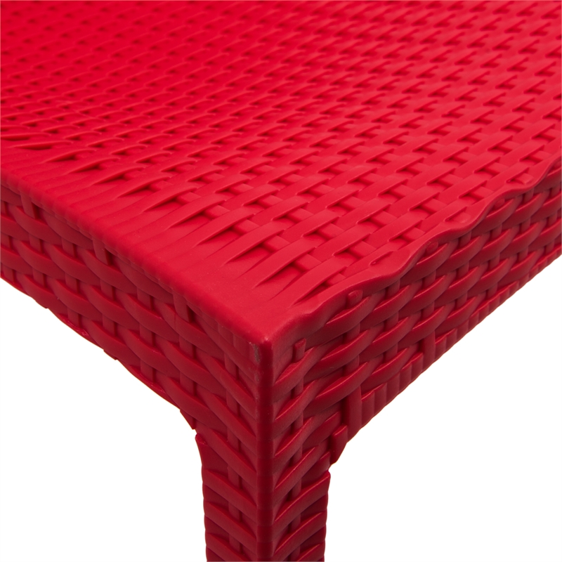 LeisureMod Modern Weave Mace Indoor Outdoor Dining Chair in Red