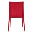 LeisureMod Modern Weave Mace Indoor Outdoor Dining Chair in Red Set of 2