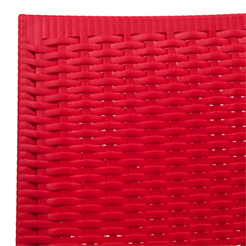 LeisureMod Modern Weave Mace Indoor Outdoor Dining Chair in Red Set of 2