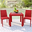 LeisureMod Modern Weave Mace Indoor Outdoor Dining Chair in Red Set of 2