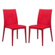 LeisureMod Modern Weave Mace Indoor Outdoor Dining Chair in Red Set of 2