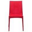 LeisureMod Modern Weave Mace Indoor Outdoor Dining Chair in Red Set of 4