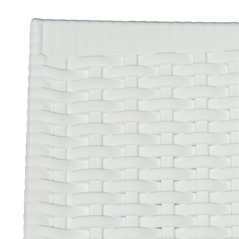 LeisureMod Modern Weave Mace Indoor Outdoor Dining Chair in White Set of 4