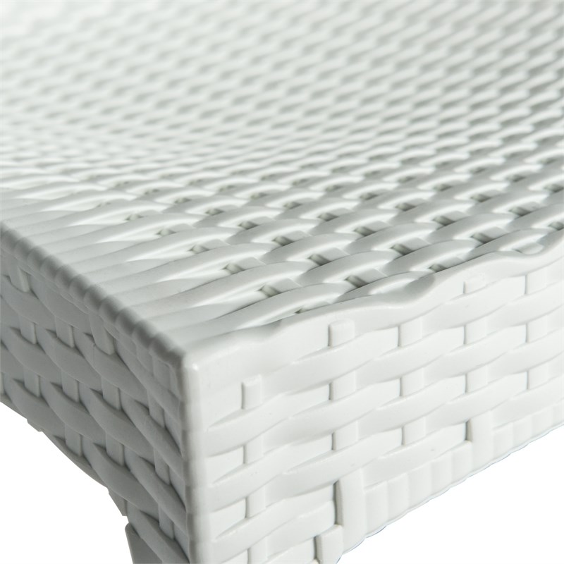 LeisureMod Modern Weave Mace Indoor Outdoor Dining Chair in White Set of 4