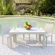 LeisureMod Modern Weave Mace Indoor Outdoor Dining Chair in White Set of 4