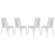 LeisureMod Modern Weave Mace Indoor Outdoor Dining Chair in White Set of 4