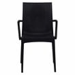 LeisureMod Modern Weave Mace Indoor Outdoor Dining Armchair in Black