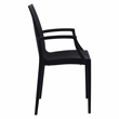 LeisureMod Modern Weave Mace Indoor Outdoor Dining Armchair in Black Set of 2