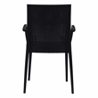 LeisureMod Modern Weave Mace Indoor Outdoor Dining Armchair in Black Set of 2