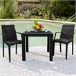LeisureMod Modern Weave Mace Indoor Outdoor Dining Armchair in Black Set of 2