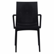 LeisureMod Modern Weave Mace Indoor Outdoor Dining Armchair in Black Set of 4