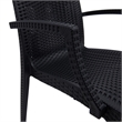 LeisureMod Modern Weave Mace Indoor Outdoor Dining Armchair in Black Set of 4