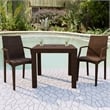 LeisureMod Modern Weave Mace Indoor Outdoor Dining Armchair in Brown Set of 2