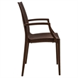 LeisureMod Modern Weave Mace Indoor Outdoor Dining Armchair in Brown Set of 4