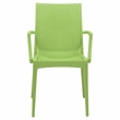 LeisureMod Modern Weave Mace Indoor Outdoor Dining Armchair in Green