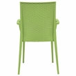 LeisureMod Modern Weave Mace Indoor Outdoor Dining Armchair in Green Set of 2