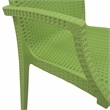 LeisureMod Modern Weave Mace Indoor Outdoor Dining Armchair in Green Set of 2