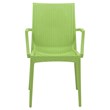 LeisureMod Modern Weave Mace Indoor Outdoor Dining Armchair in Green Set of 4