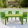LeisureMod Modern Weave Mace Indoor Outdoor Dining Armchair in Green Set of 4