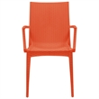 LeisureMod Modern Weave Mace Indoor Outdoor Dining Armchair in Orange