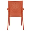 LeisureMod Modern Weave Mace Indoor Outdoor Dining Armchair in Orange Set of 2