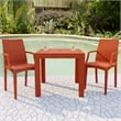 LeisureMod Modern Weave Mace Indoor Outdoor Dining Armchair in Orange Set of 2