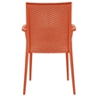 LeisureMod Modern Weave Mace Indoor Outdoor Dining Armchair in Orange Set of 4