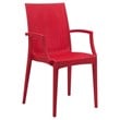 LeisureMod Modern Weave Mace Indoor Outdoor Dining Armchair in Red