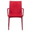 LeisureMod Modern Weave Mace Indoor Outdoor Dining Armchair in Red