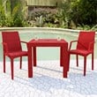 LeisureMod Modern Weave Mace Indoor Outdoor Dining Armchair in Red