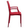 LeisureMod Modern Weave Mace Indoor Outdoor Dining Armchair in Red Set of 2