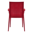 LeisureMod Modern Weave Mace Indoor Outdoor Dining Armchair in Red Set of 2