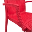 LeisureMod Modern Weave Mace Indoor Outdoor Dining Armchair in Red Set of 2