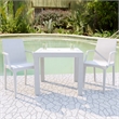 LeisureMod Modern Weave Mace Indoor Outdoor Dining Armchair in White Set of 2