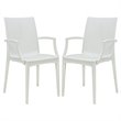 LeisureMod Modern Weave Mace Indoor Outdoor Dining Armchair in White Set of 2