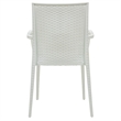 LeisureMod Modern Weave Mace Indoor Outdoor Dining Armchair in White Set of 4